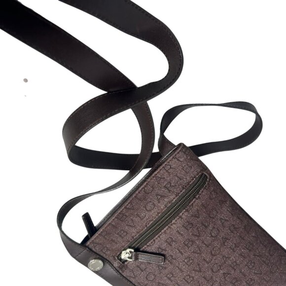 💎✨Beautiful✨💎Authentic BVLGARI Logo Mania Canvas Leather Crossbody Bag - Picture 10 of 16